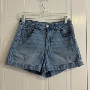 American Eagle Outfitters Light Wash Rolled-Hem Denim Shorts